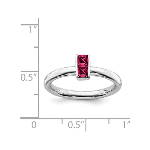 Bague en argent sterling avec rubis synthétique taille princesse 1/3 ct