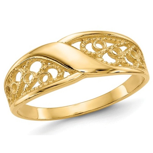 GEM AND HARMONY  14K Gold Fillagree Polished Ring (Size 6) In Yellow