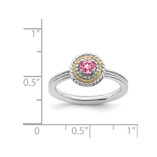 1/4 Carat Pink Tourmaline Ring in Sterling Silver with 14K Accents