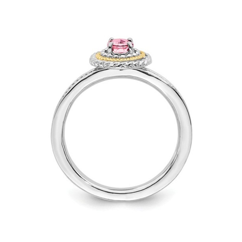 1/4 Carat Pink Tourmaline Ring in Sterling Silver with 14K Accents