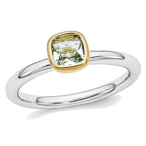 1/2 Carat Light Aquamarine Ring in Sterling Silver with 14K Accent