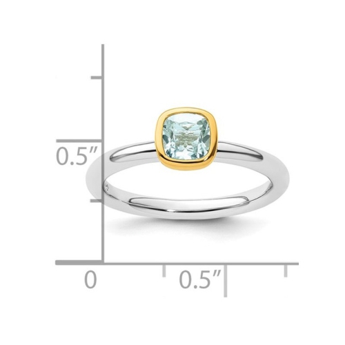 1/2 Carat Light Aquamarine Ring in Sterling Silver with 14K Accent