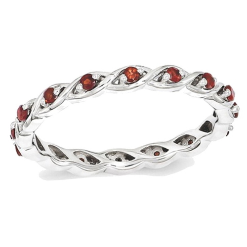 1/3 Carat Garnet Eternity Twist Band Ring in Sterling Silver