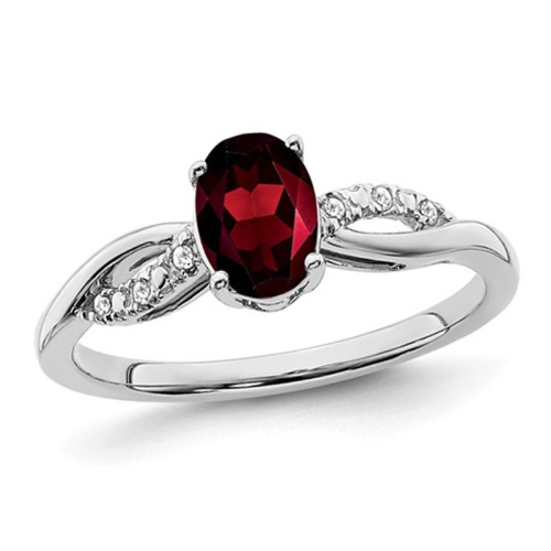 1.30 Carat Garnet Ring in 14K White Gold (SIZE 7)