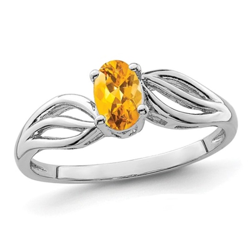GEM AND HARMONY  Oval Cut Citrine Ring 2/5 Carat (Ctw) In Sterling In Silver
