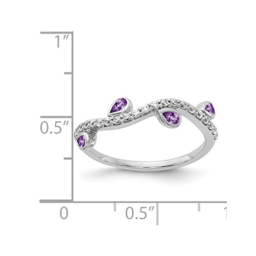 Bague de mariage en or blanc 14K ct avec améthyste en forme de vigne 2/3&nbsp;carat et diamants 1/5&nbsp;carat (ct)