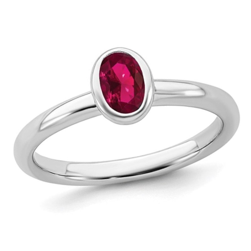 GEM AND HARMONY  1/2 Carat (Ctw) Lab-Created Ruby Ring In Sterling In Silver