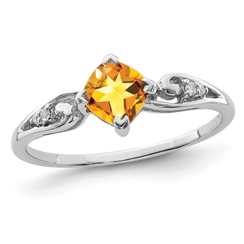 GEM AND HARMONY  2/5 Carat (Ctw) Solitaire Citrine Ring In Sterling In Silver
