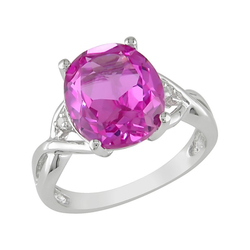 GEM AND HARMONY  Created Sapphire Infinity Cocktail Ring 7.50 Carat (Ctw) In Sterling Silver In Pink