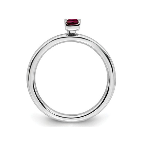 1/3 Carat Princess Cut Lab Created Ruby Ring in Sterling Silver