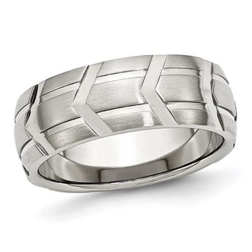 Bague de bande brossée et polie de Mens en acier inoxydable 8mm