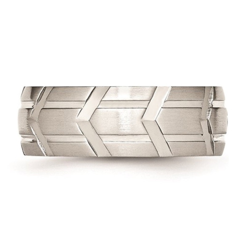 Bague de bande brossée et polie de Mens en acier inoxydable 8mm