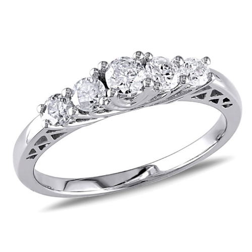 GEM AND HARMONY  1/2 Carat (Ctw G-H, I2-I3) Diamond Engagement Ring In 10K Gold In White