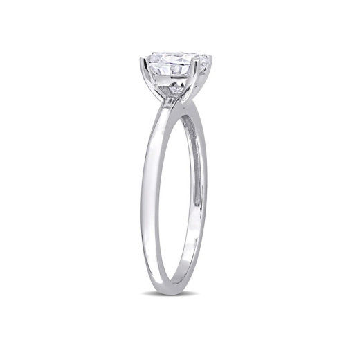 1.00 Carat Lab Created Oval-Cut Moissanite Engagement Ring in Sterling Silver