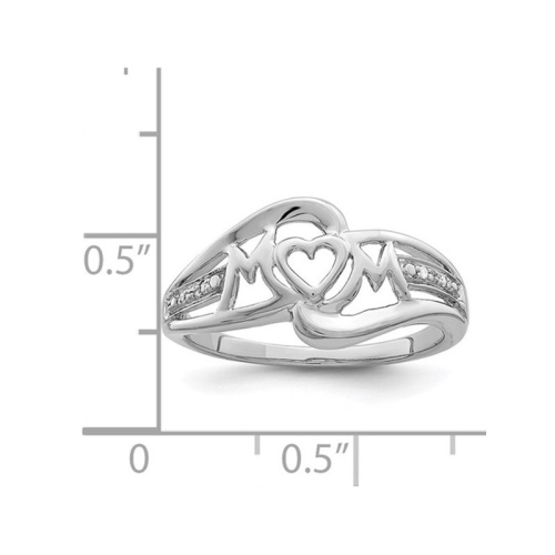 Sterling Silver Rhodium Plated MOM Heart Ring