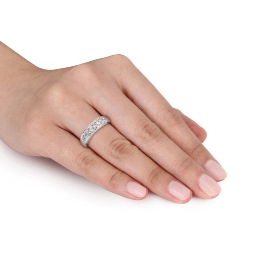 5/8 Carat Lab-Created White Sapphire Anniversary Band Ring In Sterling Silver