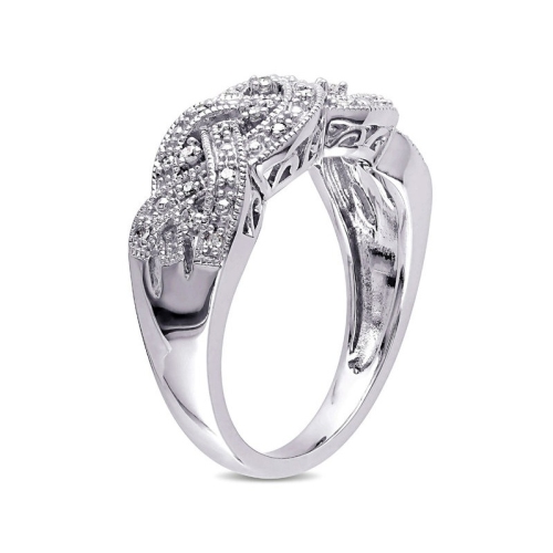 Braided Sterling Silver Ring with Diamonds 1/8 Carat