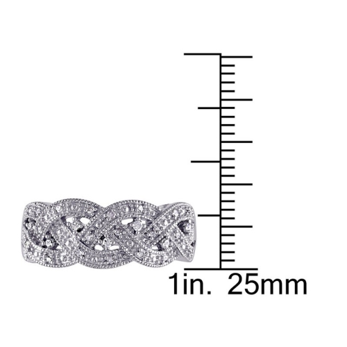Braided Sterling Silver Ring with Diamonds 1/8 Carat