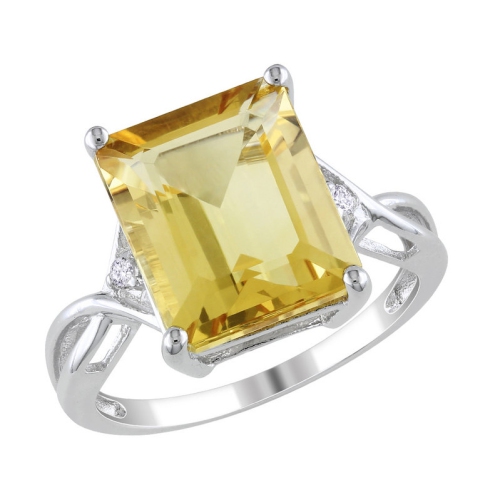 Citrine and White Topaz 6.63 Carat Infinity Ring in Sterling Silver