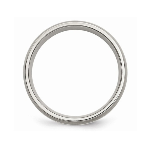 Mens Chisel 6mm Comfort Fit Satin Titanium Wedding Band Ring with Sterling Silver Inlay