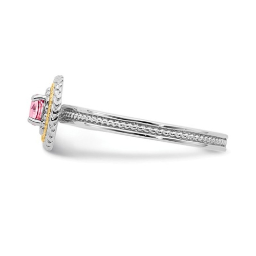 1/4 Carat Pink Tourmaline Ring in Sterling Silver with 14K Accents