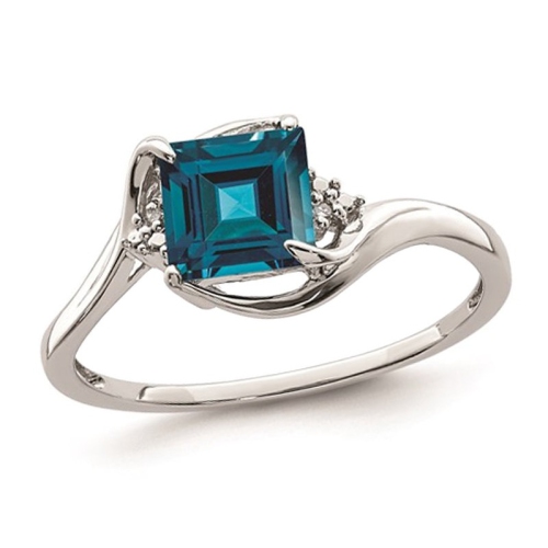 1.25 Carat London Blue Topaz Princess Cut Ring in Sterling Silver