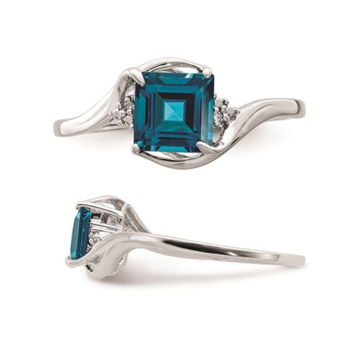 1.25 Carat London Blue Topaz Princess Cut Ring in Sterling Silver
