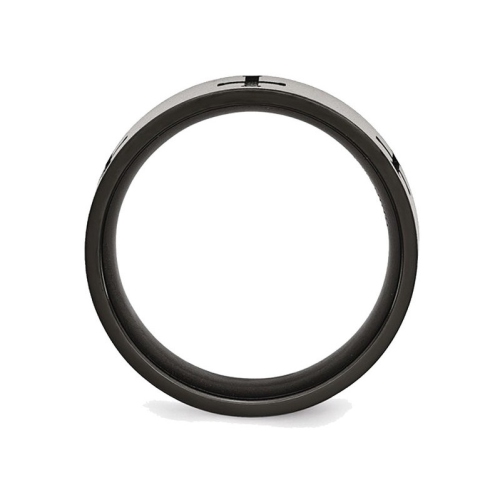 Alliance homme de 7 mm en titane brossé à croix