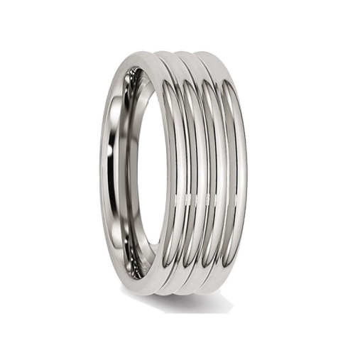 Alliance biseautée de 8 mm en acier inoxydable à rainures Comfort Fit