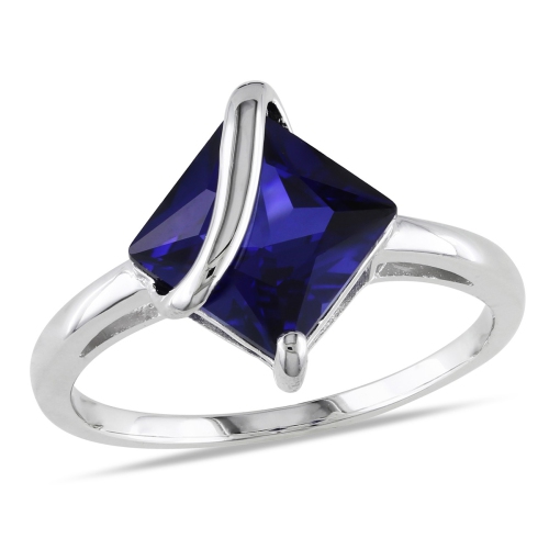 GEM AND HARMONY  1.80 Carat (Ctw) Lab-Created Sapphire Ring In Sterling Silver In Blue