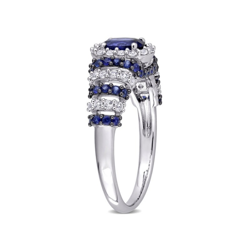 1.50 Carat Lab Created Blue Sapphire & White Sapphire Ring in Sterling Silver