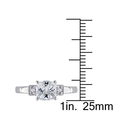 1.25 Carat Cushion-Cut Lab-Created White Sapphire Ring with Accent Diamonds in Sterling Silver