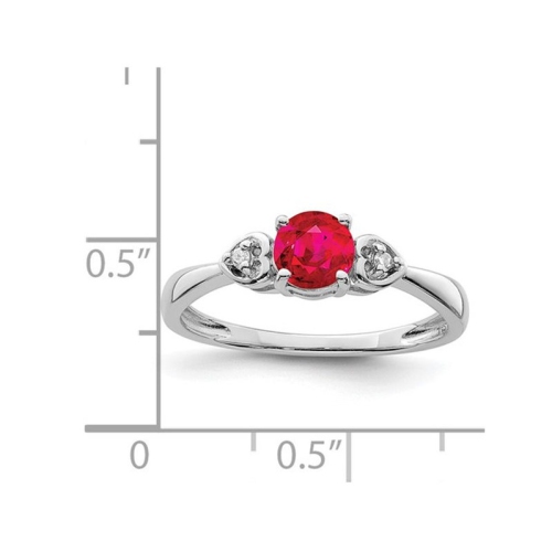 1/2 Carat Lab-Created Ruby Ring in Sterling Silver with Accent Diamonds