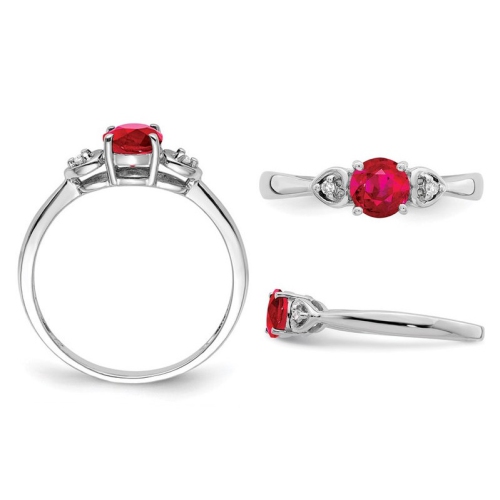 1/2 Carat Lab-Created Ruby Ring in Sterling Silver with Accent Diamonds