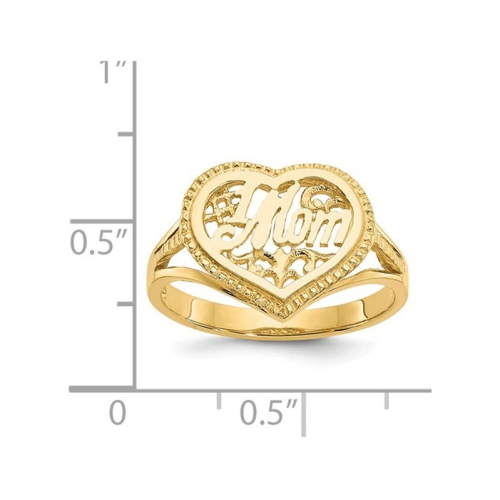 14K Yellow Gold Polished #1 MOM Heart Ring