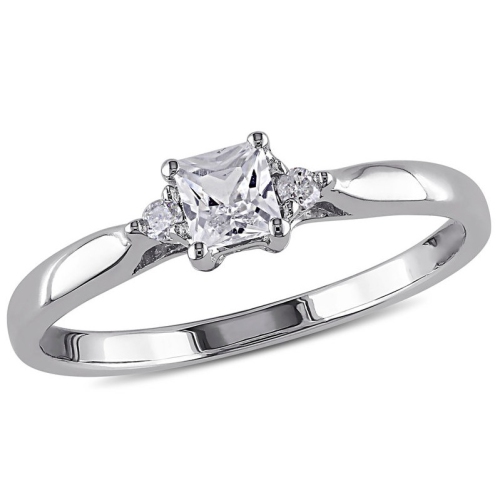 1/3 Carat Princess-Cut Lab-Created White Sapphire Ring in Sterling Silver