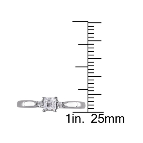1/3 Carat Princess-Cut Lab-Created White Sapphire Ring in Sterling Silver