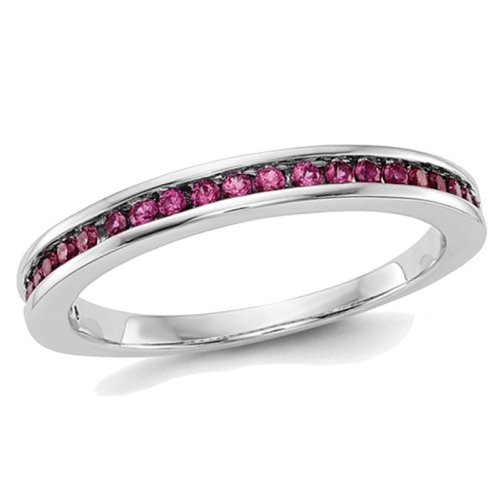 GEM AND HARMONY  1/3 Carat (Ctw) Ruby Semi-Eternity Band Ring In 14K Gold In White