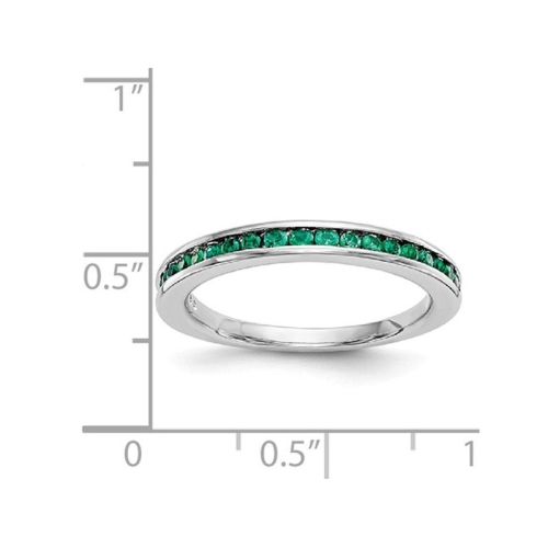 1/3 Carat Green Emerald Semi-Eternity Band Ring in 14K White Gold