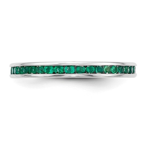 1/3 Carat Green Emerald Semi-Eternity Band Ring in 14K White Gold