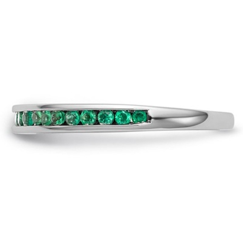 1/3 Carat Green Emerald Semi-Eternity Band Ring in 14K White Gold