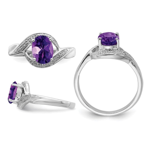 1.10 Carat Oval-Cut5 Amethyst Ring in Sterling Silver