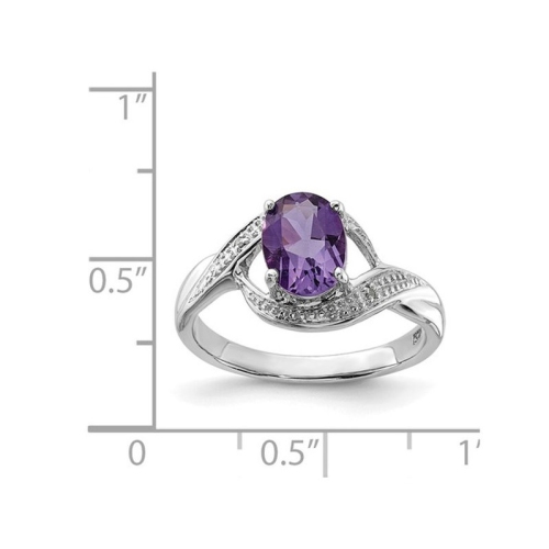1.10 Carat Oval-Cut5 Amethyst Ring in Sterling Silver