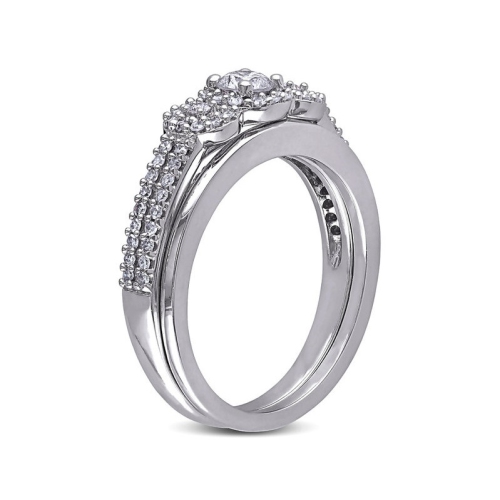 Diamond Engagement Ring and Wedding Band Set 1/2 Carat in 10K White Gold