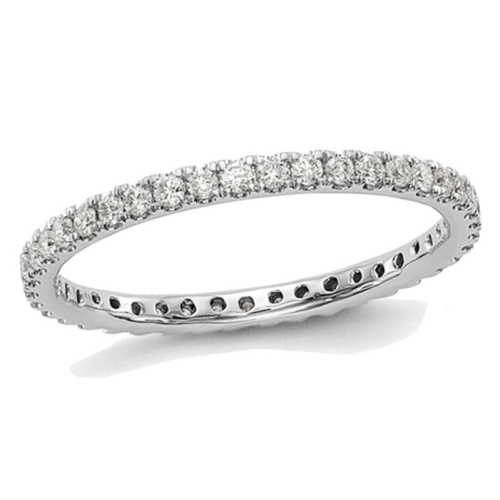 GEM AND HARMONY  1/2 Carat (Ctw Color H-I, I1-I2) Diamond Eternity Wedding Band Ring In 14K Gold In White