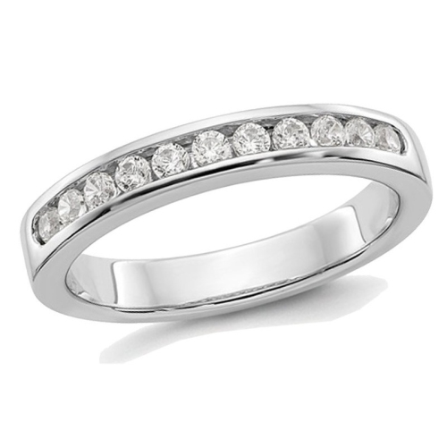 GEM AND HARMONY  1/2 Carat (Ctw Color H-I, I1-I2) Semi-Eternity Diamond Channel Set Wedding Band In Platinum
