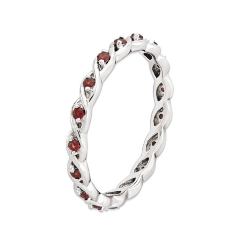 1/3 Carat Garnet Eternity Twist Band Ring in Sterling Silver