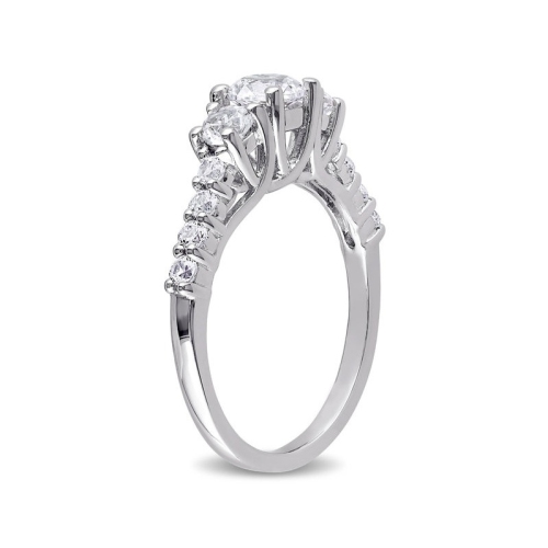 1.40 Carat Three-Stone Lab-Created White Sapphire Ring in Sterling Silver