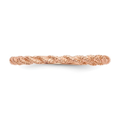Ladies 14K Rose Pink Gold Polished Twisted Rope Ring Band