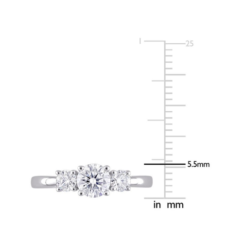 1.00 Carat Lab Created Three Stone Moissanite Engagement Ring in Sterling Silver